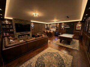 garage conversion turned into a man cave